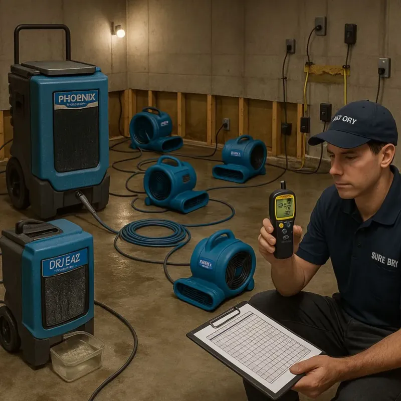 Structural Drying and Dehumidification process in Elm City, NC